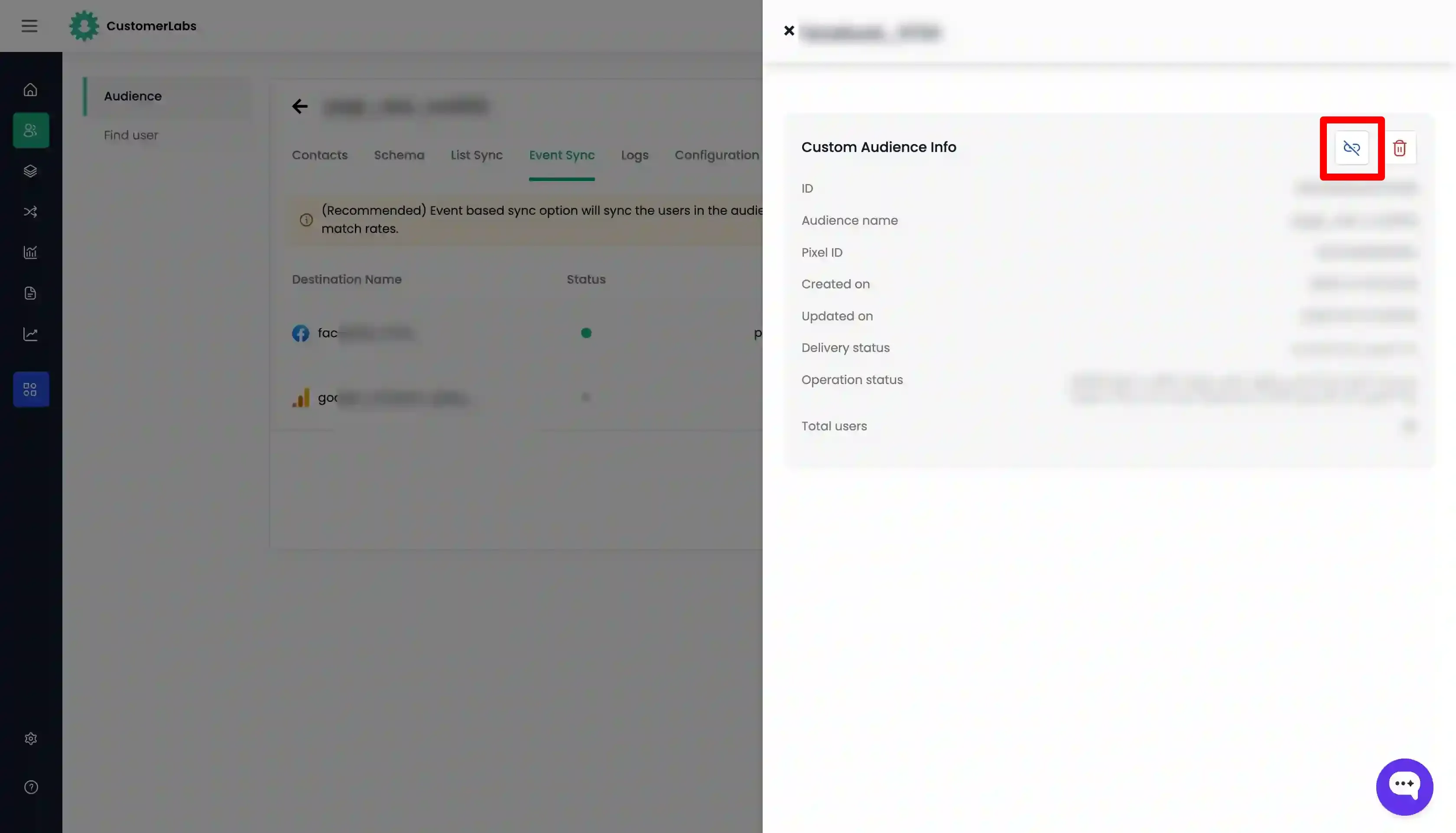 Event Sync Settings Tab