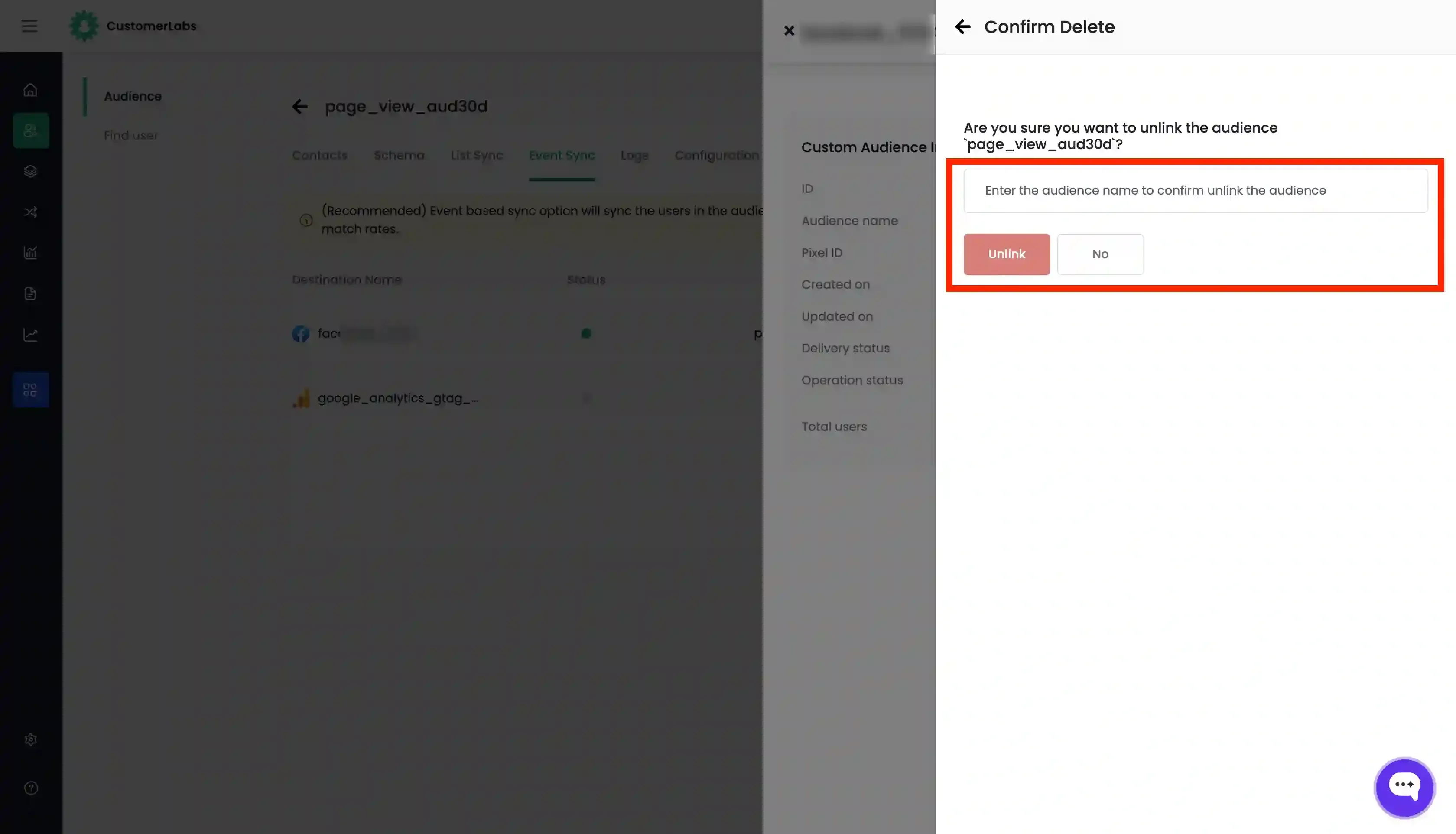 Event Sync Settings Tab
