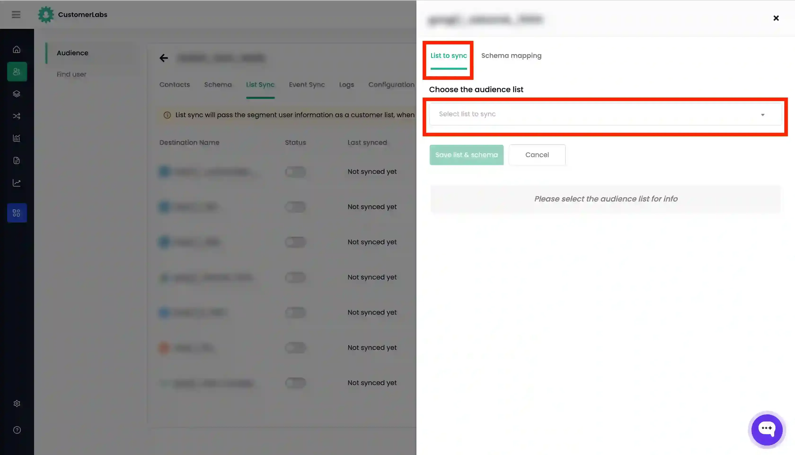 Choose the audience list for Google Ads