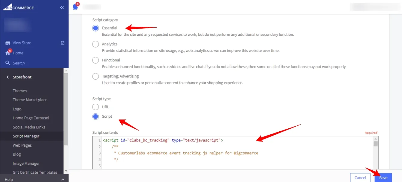 CustomerLabs create BigCommerce source