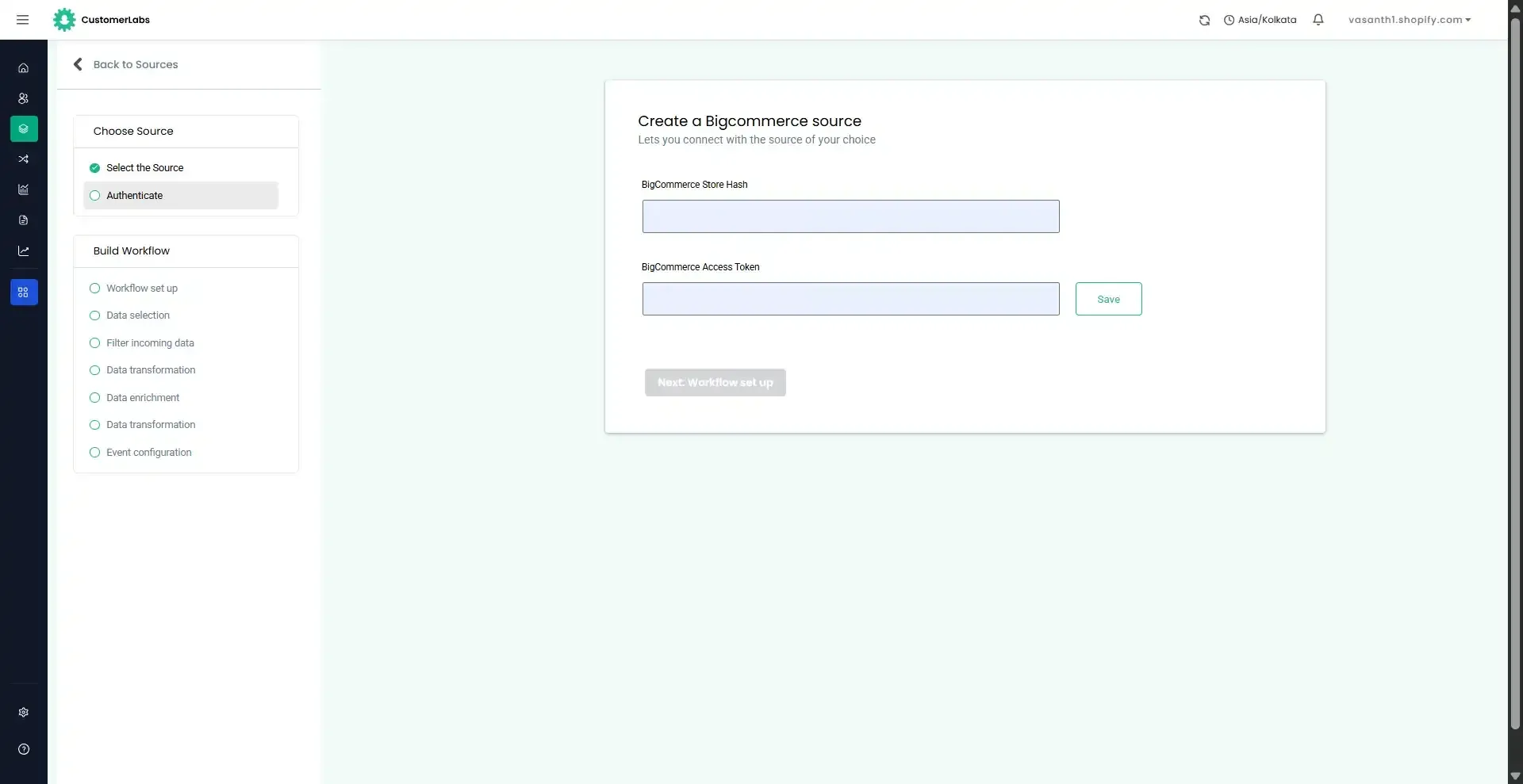 CustomerLabs create BigCommerce source