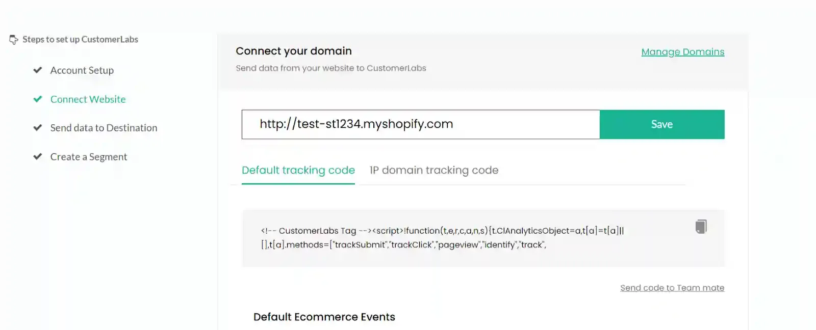 customerlabs destination tab with custom integration