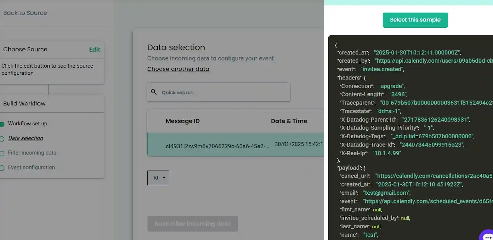 postman request to create webhook subscription in calendly