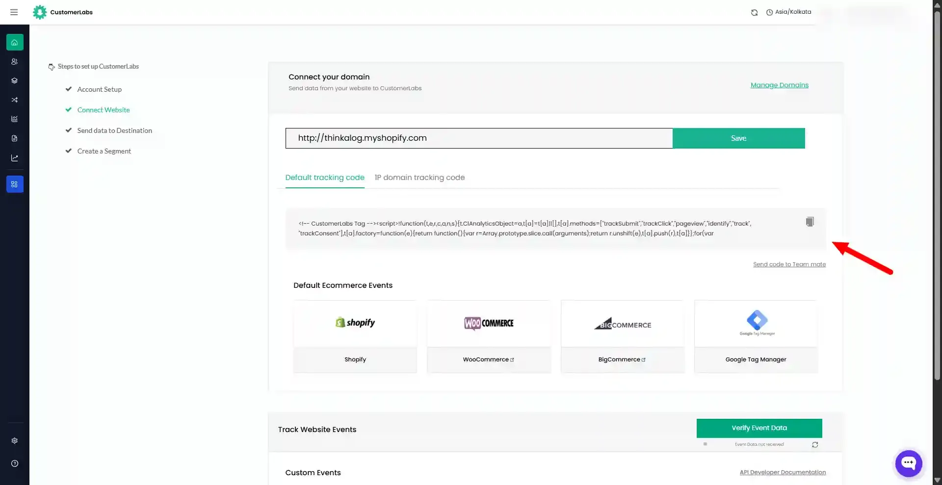 CustomerLabs homepage tracking code