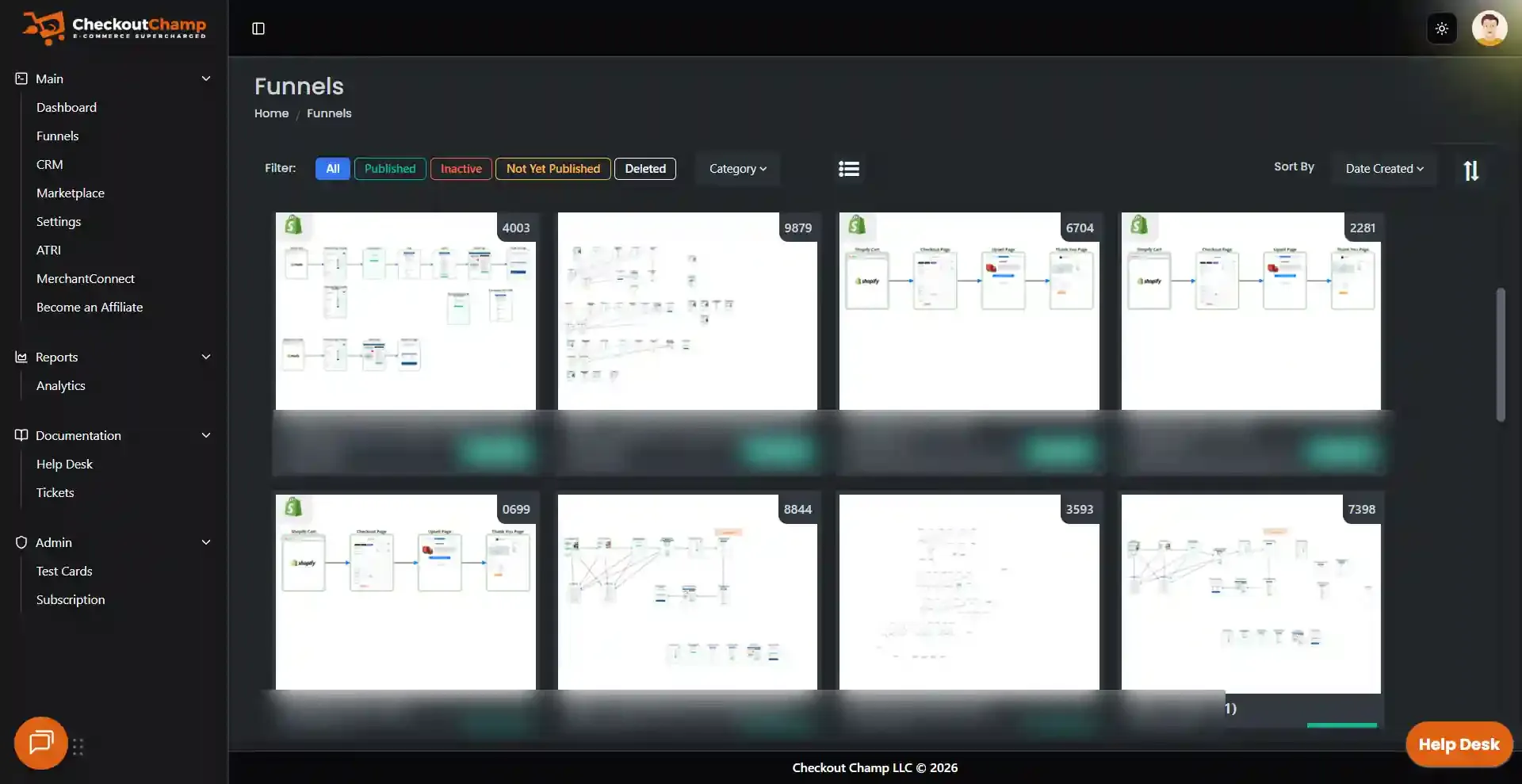CheckoutChamp dashboard and funnels