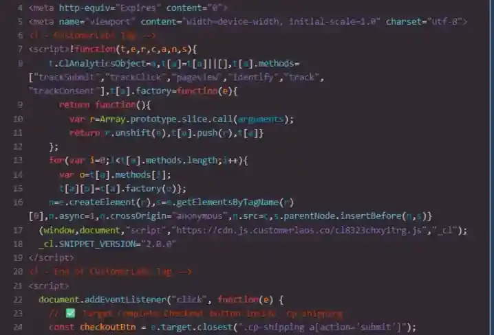 Configuring event tracking scripts