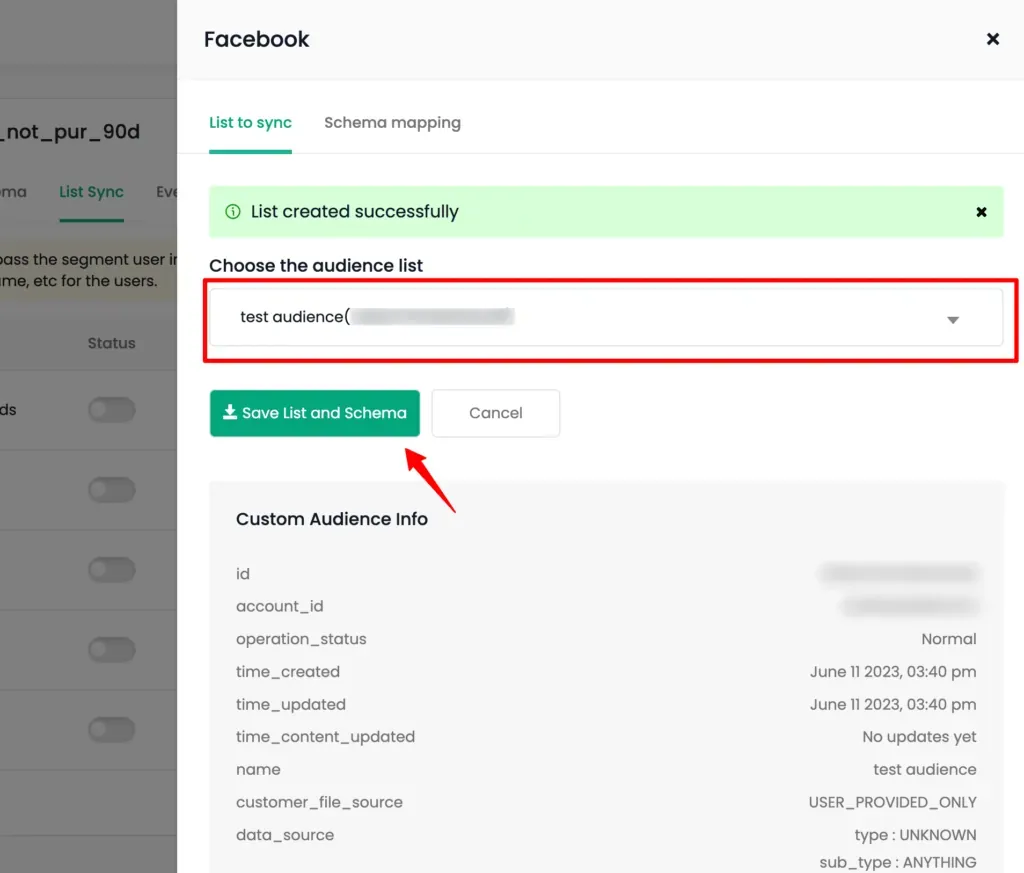 List Sync Settings Tab