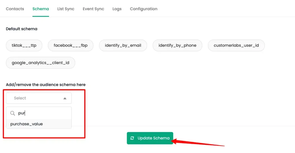 List Sync Settings Tab