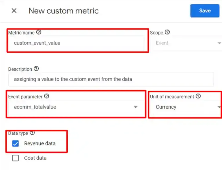 Configure the new custom metric