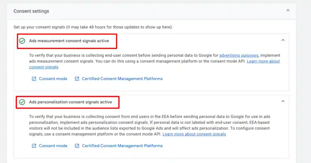 Set default consent parameter values