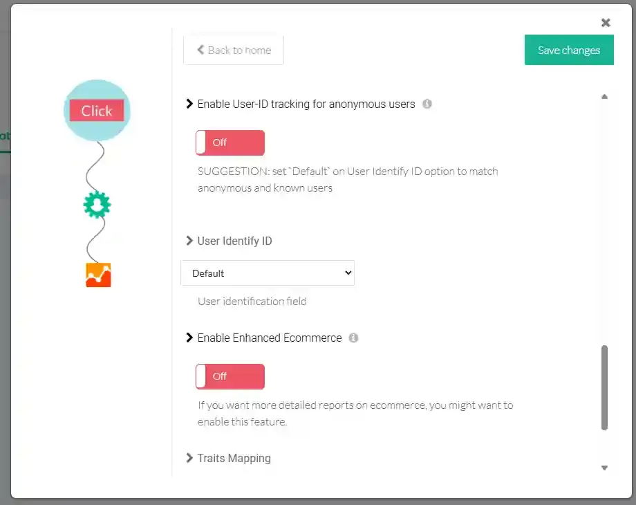 Advanced Settings — Enable Measurement Protocol and Enhanced Ecommerce