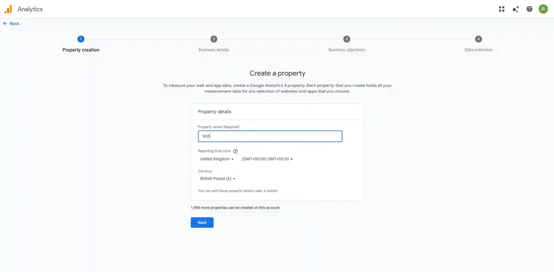 Property details form