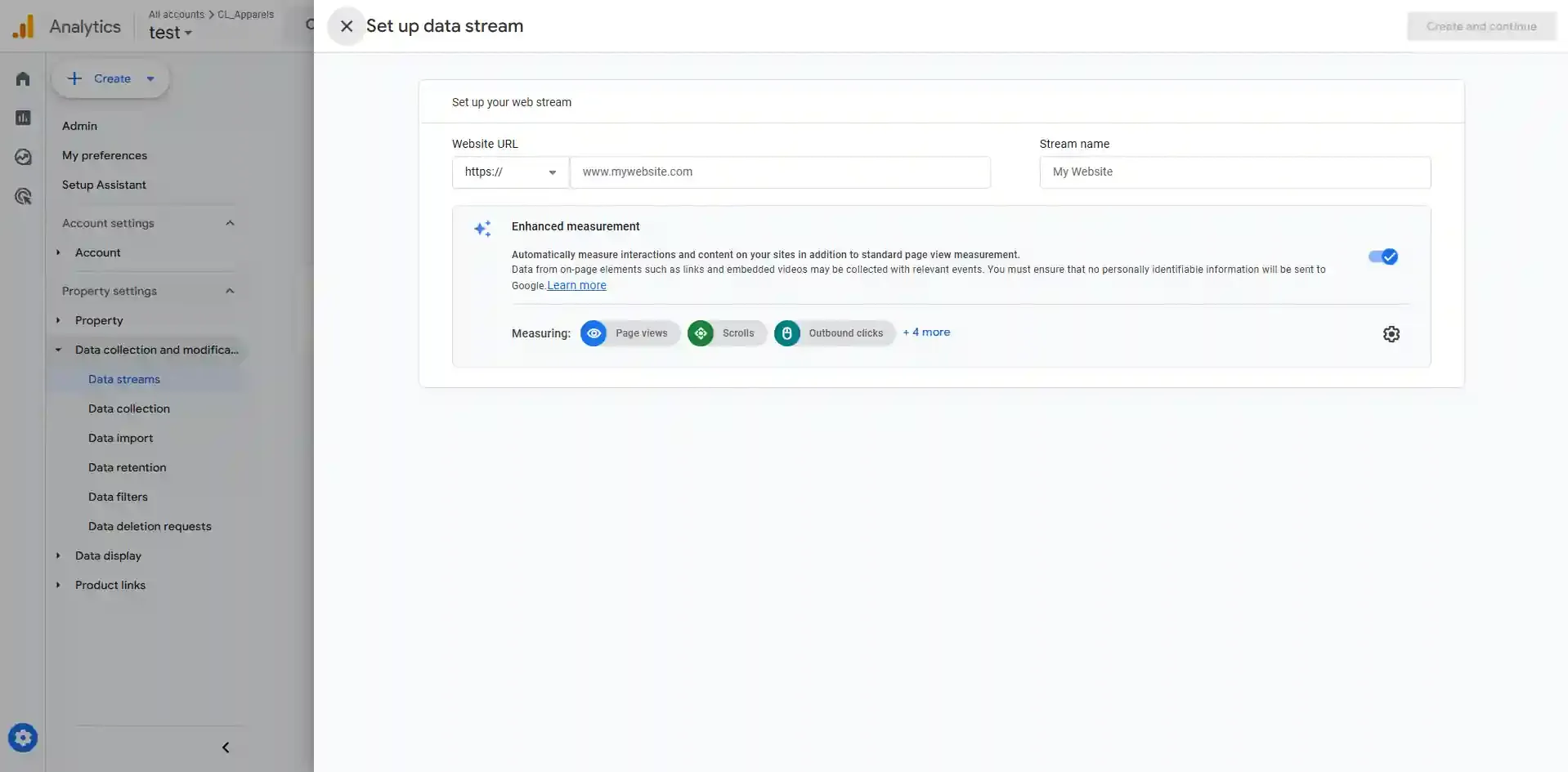 Select Web platform for data stream