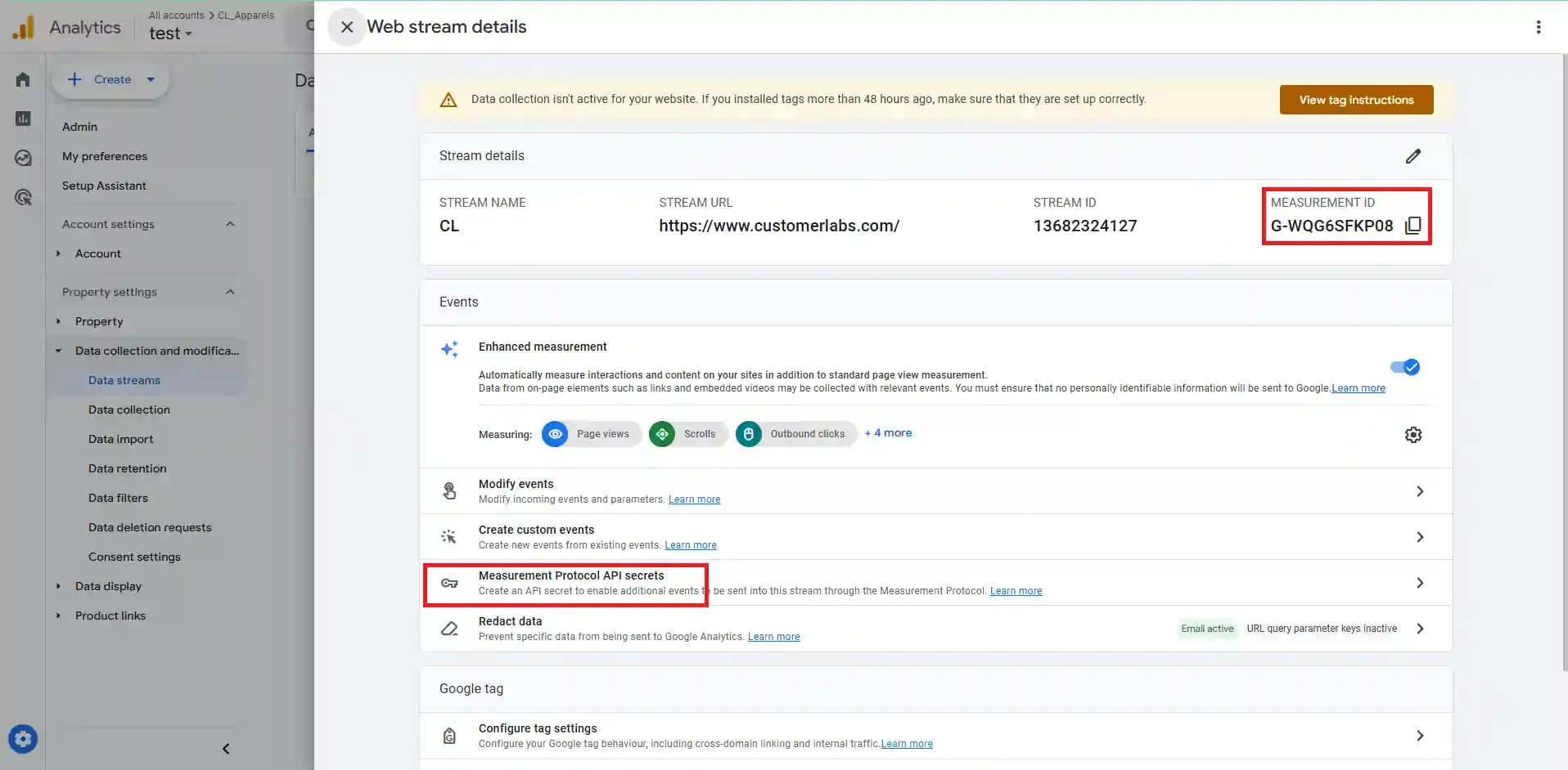 Copy Measurement ID from the data stream