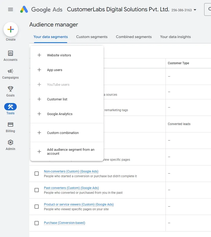 Create Remarketing List