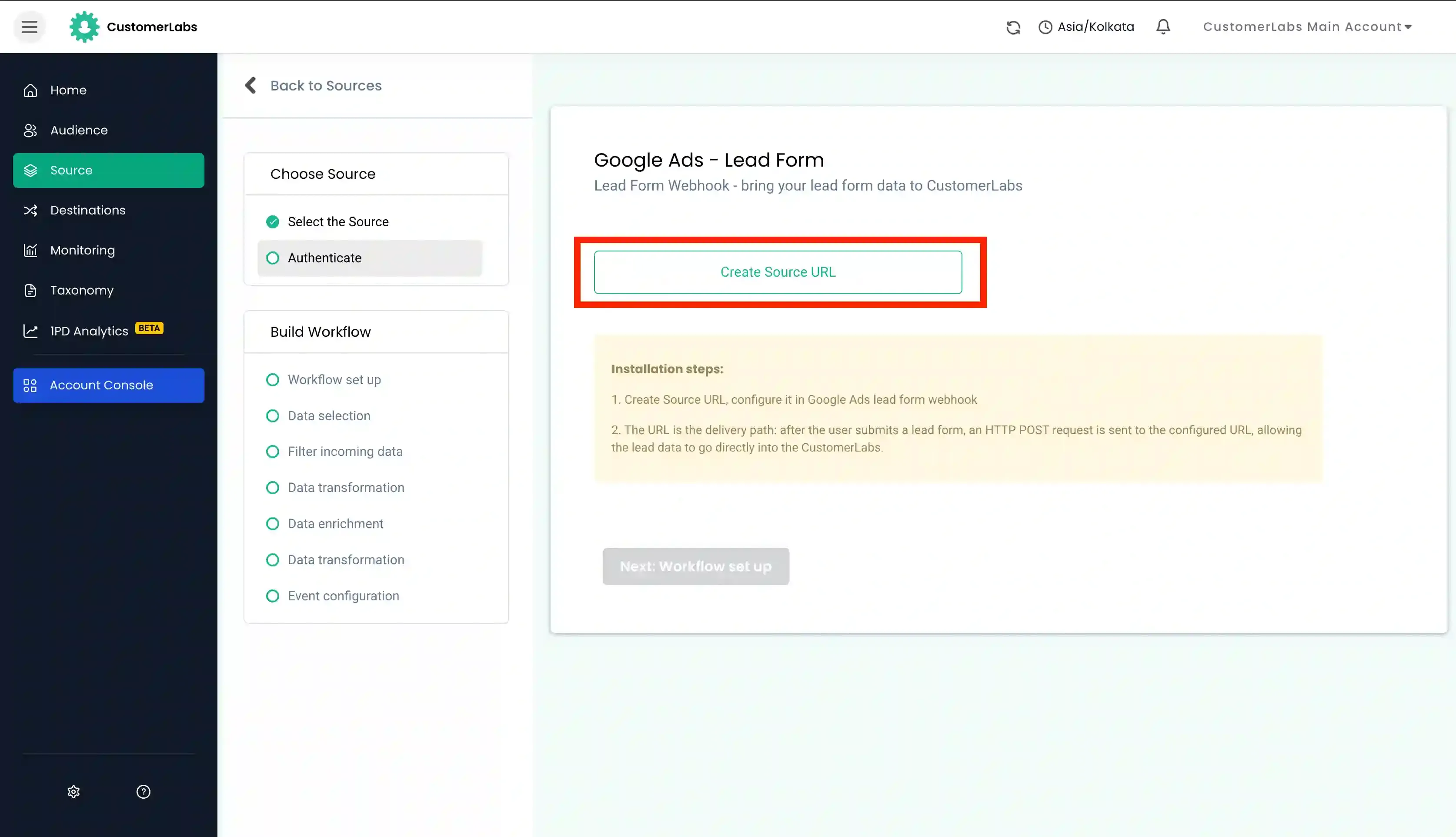 Import Google Ads Leads to Customerlabs 1PD Ops