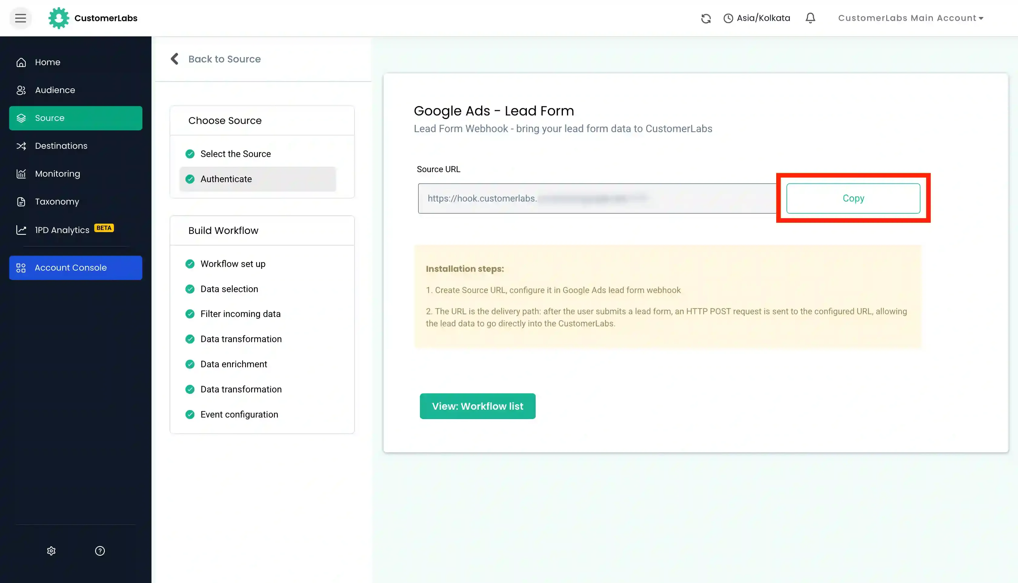 Import Google Ads Leads to Customerlabs 1PD Ops