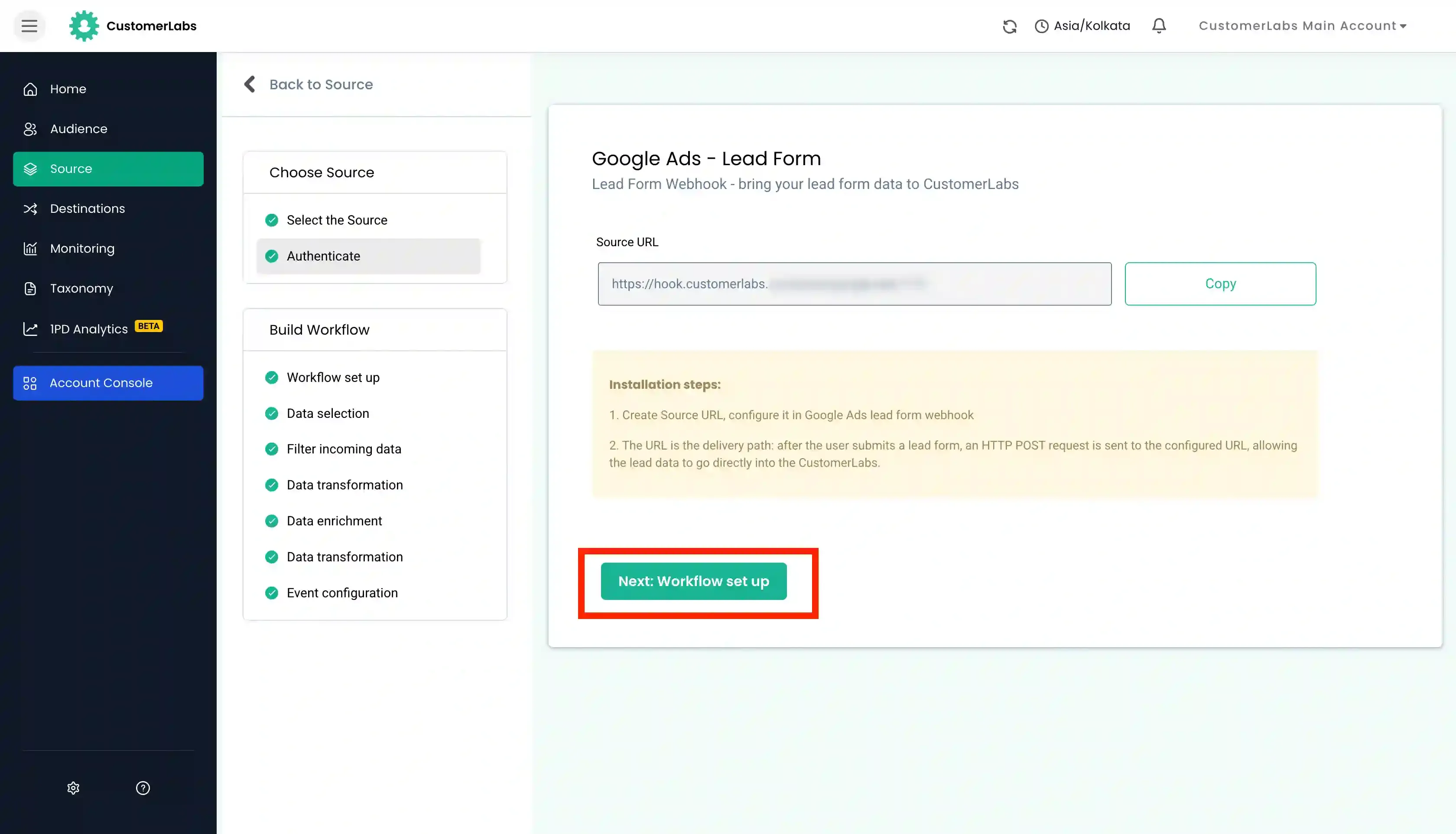 Import Google Ads Leads to Customerlabs 1PD Ops