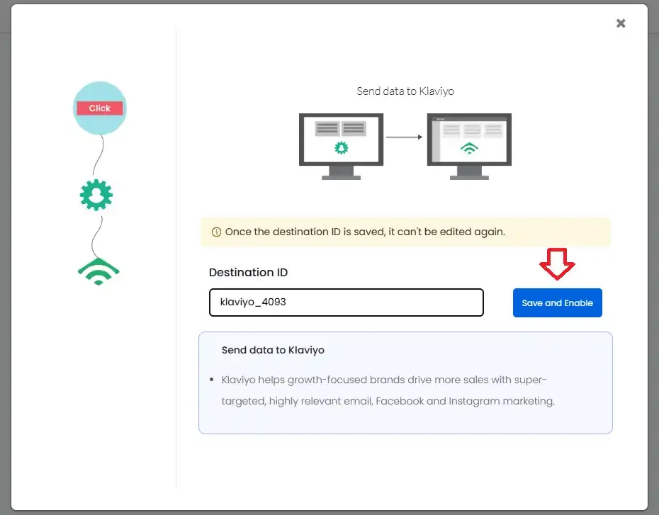Send data to Klaviyo modal