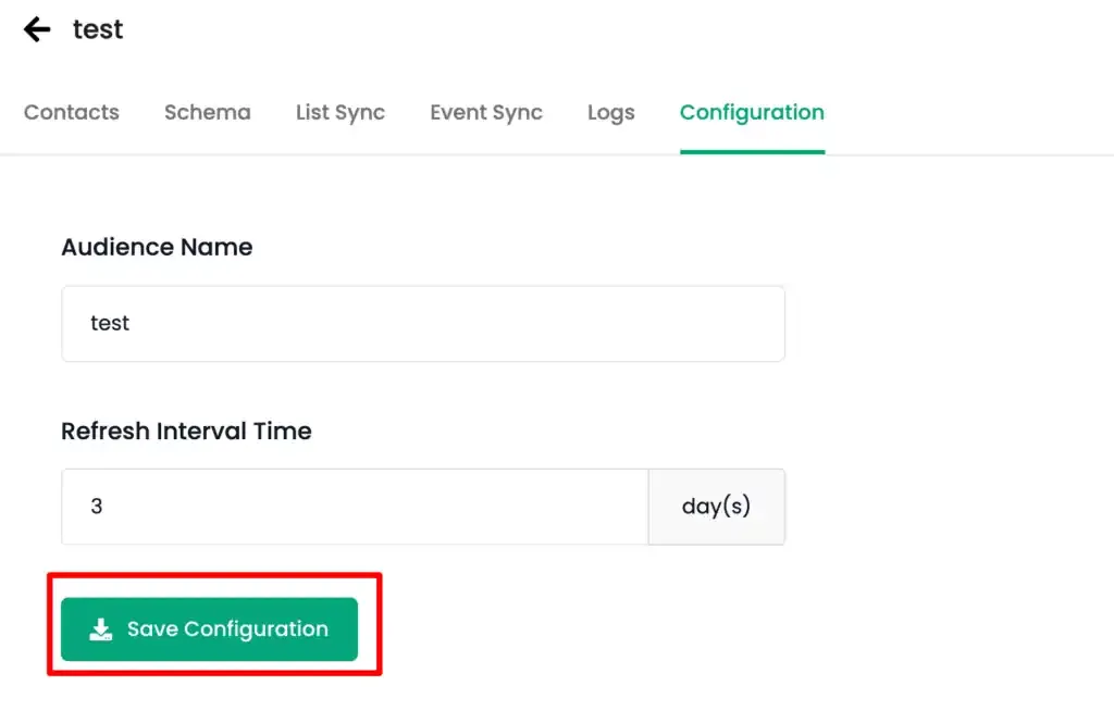Enable List Sync status toggle