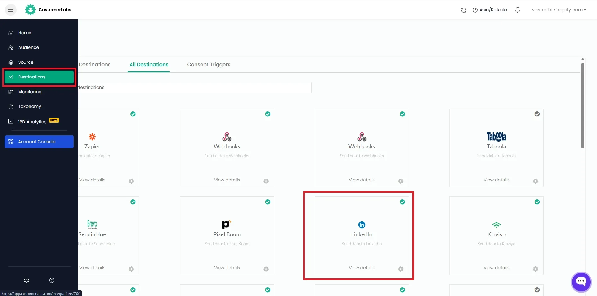 Select LinkedIn Destination