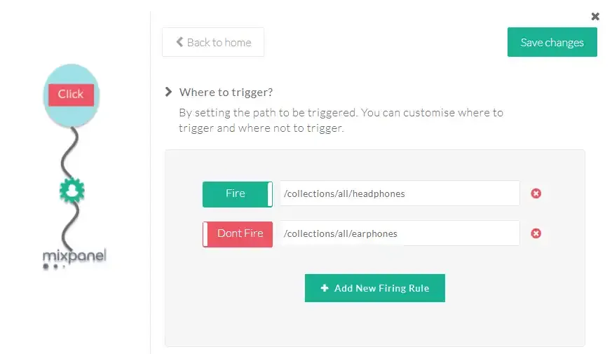 Trigger Path Configuration screen