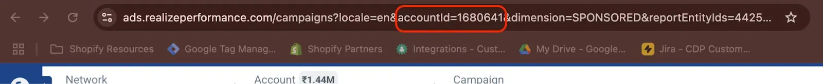 Find Taboola Account ID in the URL
