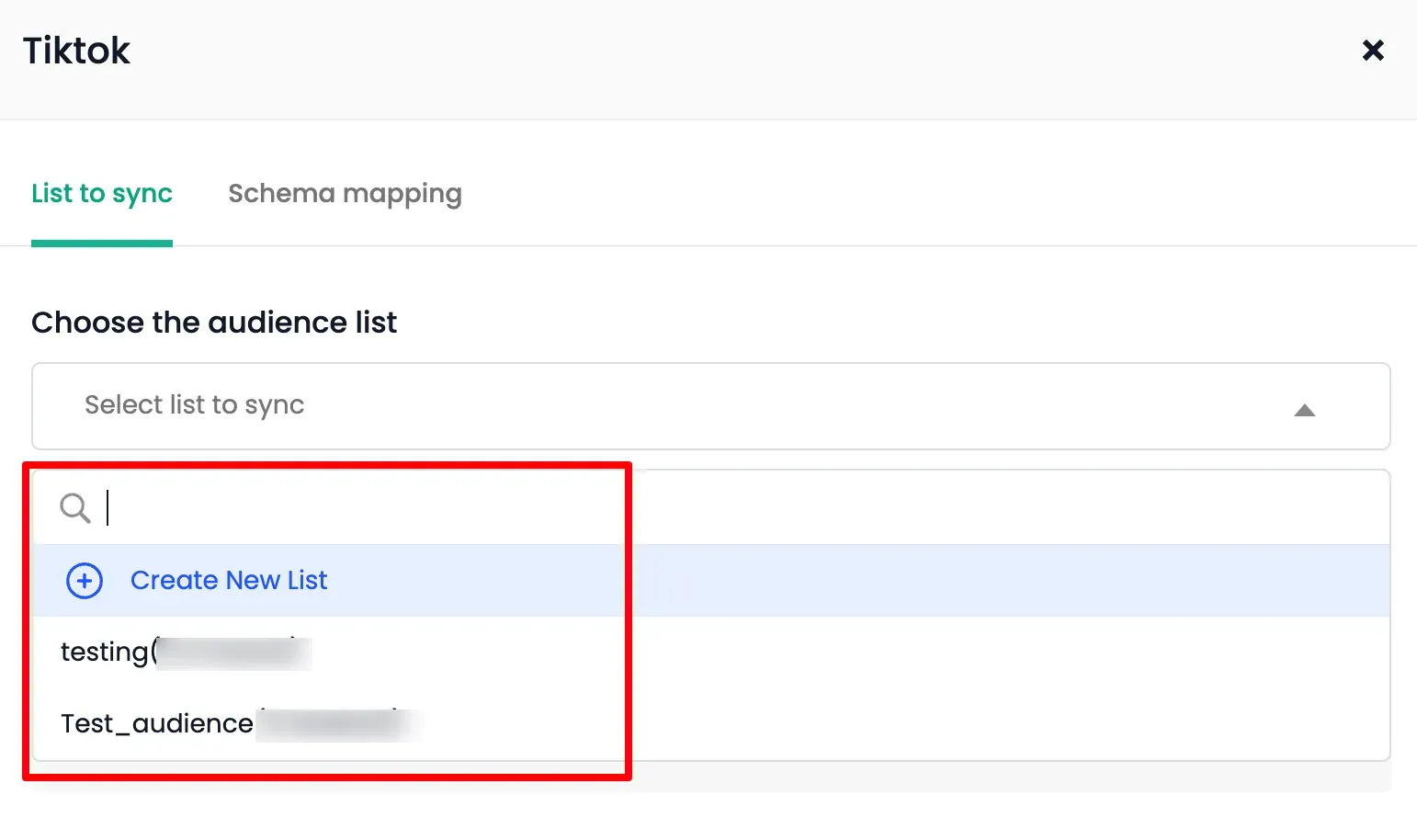 List Sync Settings Tab