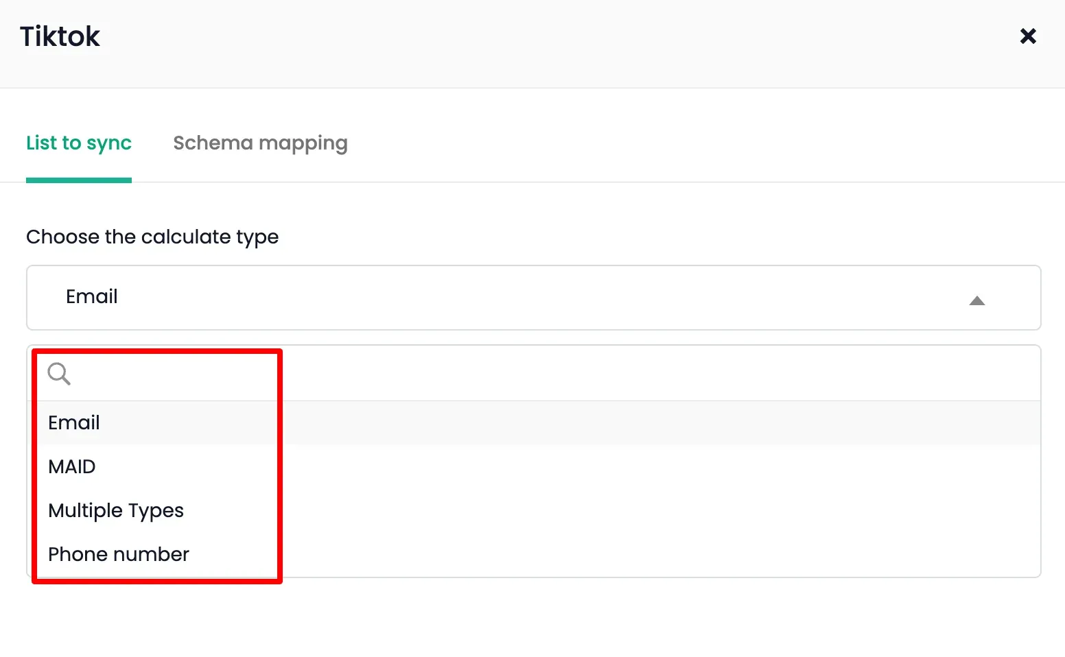 List Sync Settings Tab