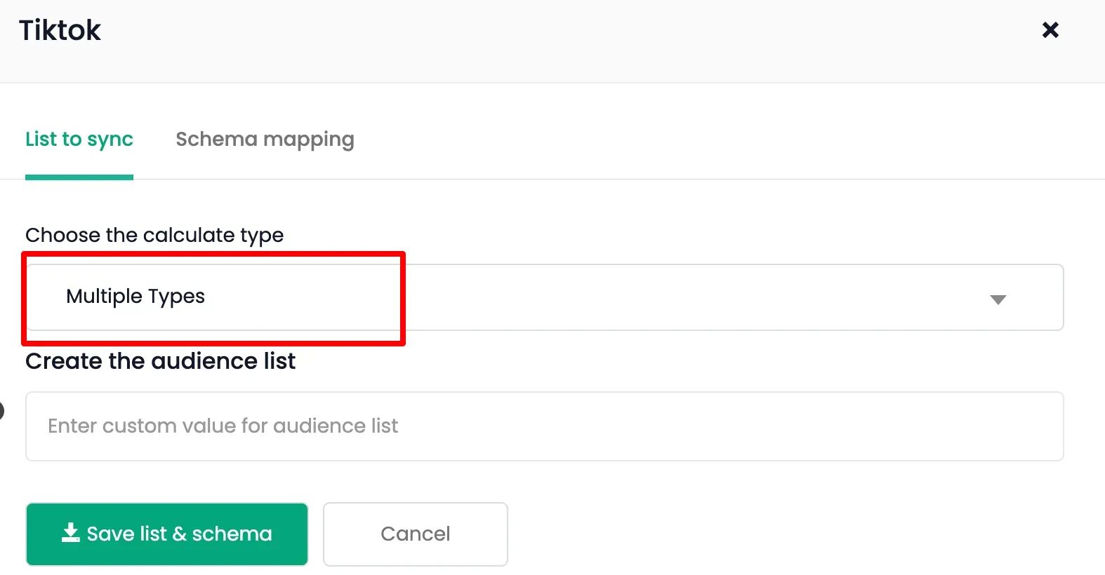List Sync Settings Tab
