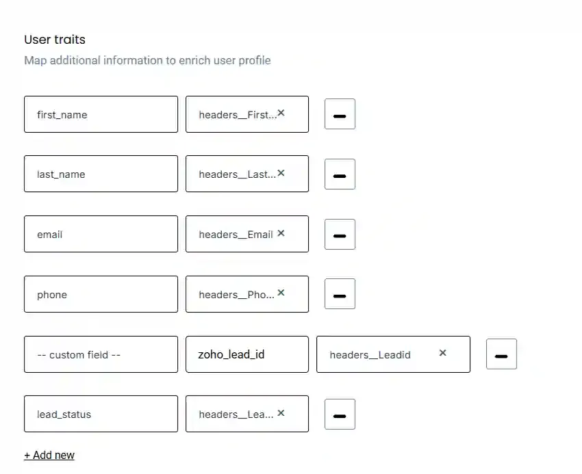 CustomerLabs workflow - user traits