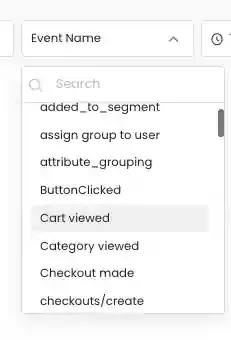 Event Name Filter dropdown