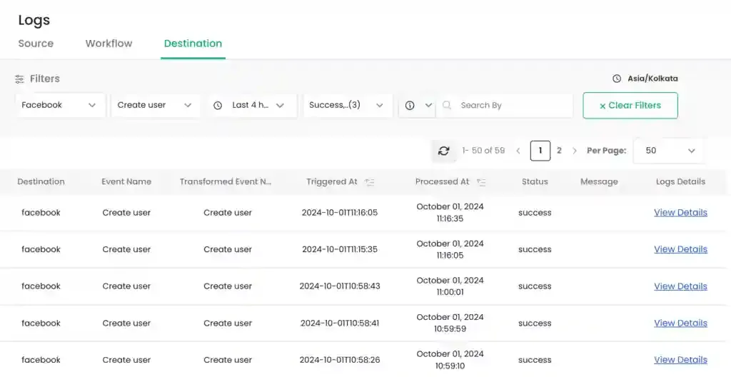 Event Data JSON view