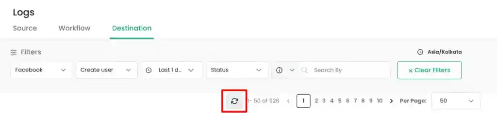 Refresh logs button