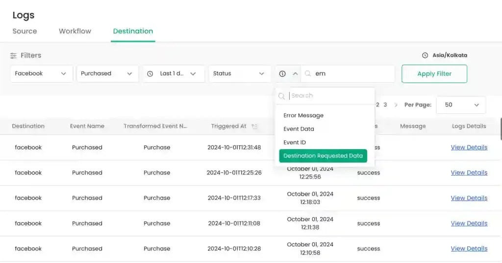 Searching for email parameter using Search By filter