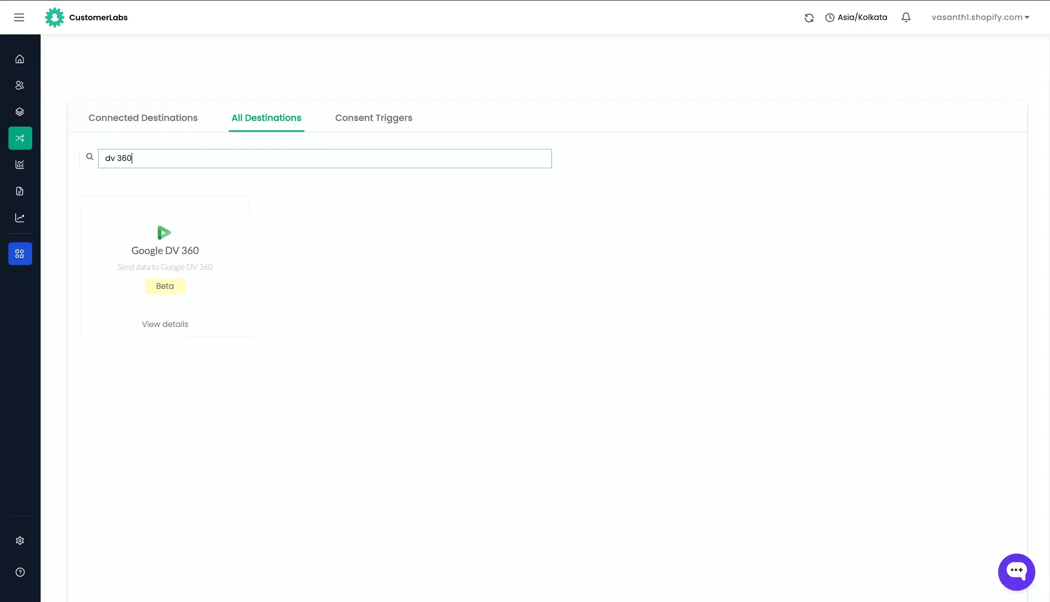 Google DV360 destination configuration settings in CustomerLabs