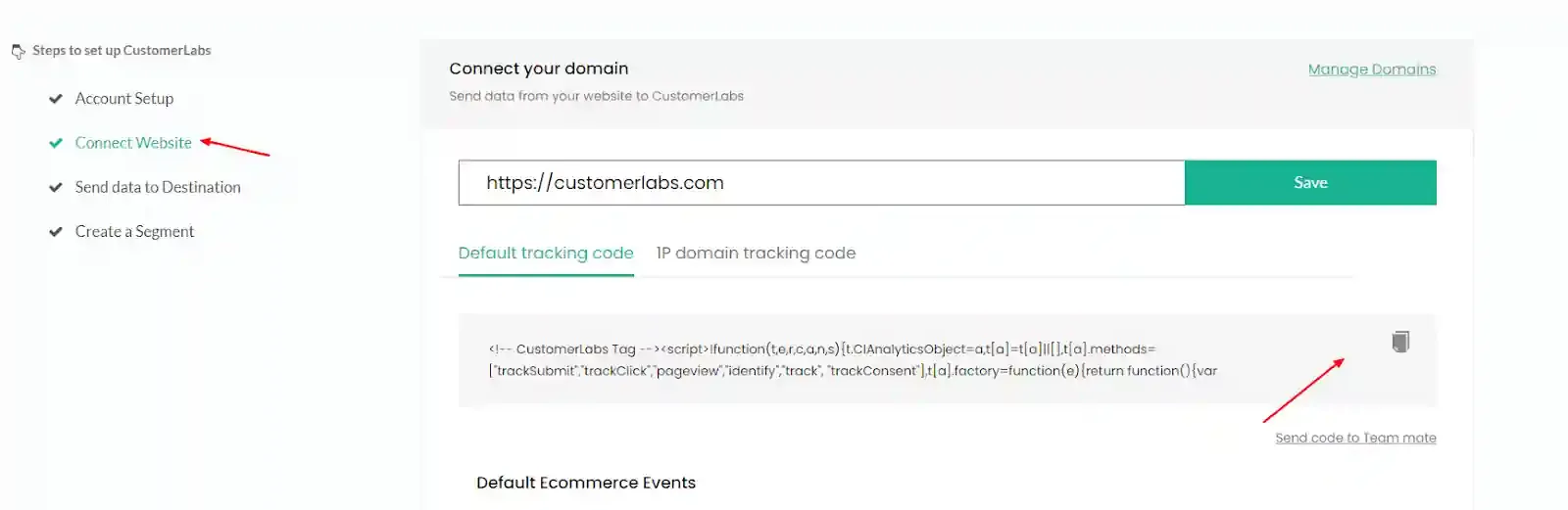 customerlabs default tracking code
