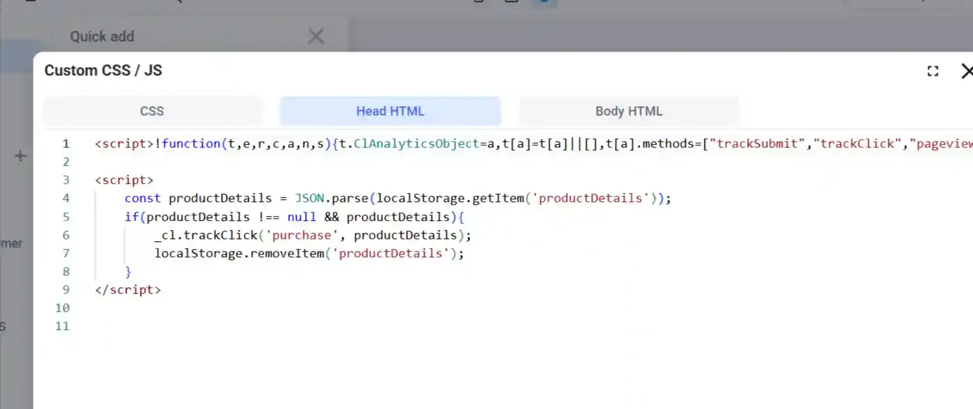 updating event tracking code in funnel step