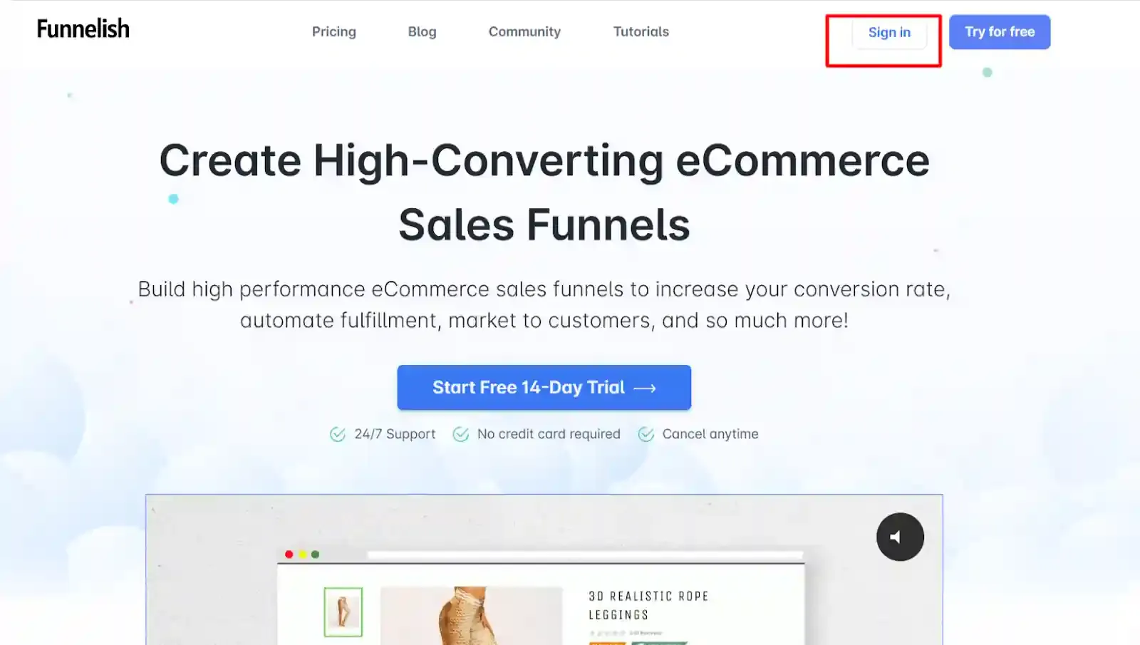 funnelish dashboard