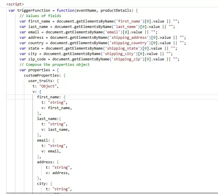 checkout form event configuration