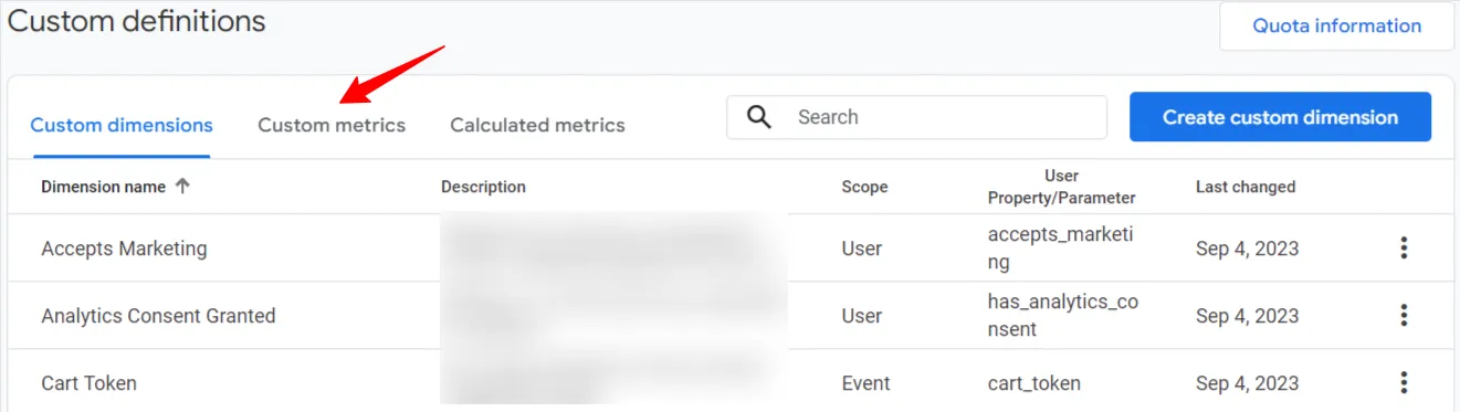 This image explains to click the custom metrics
