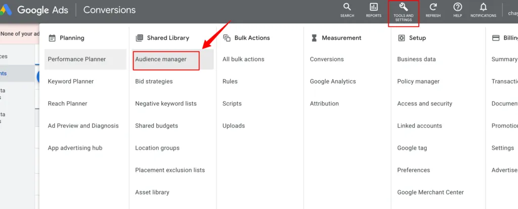 Google Ads conversion with Audience mamager