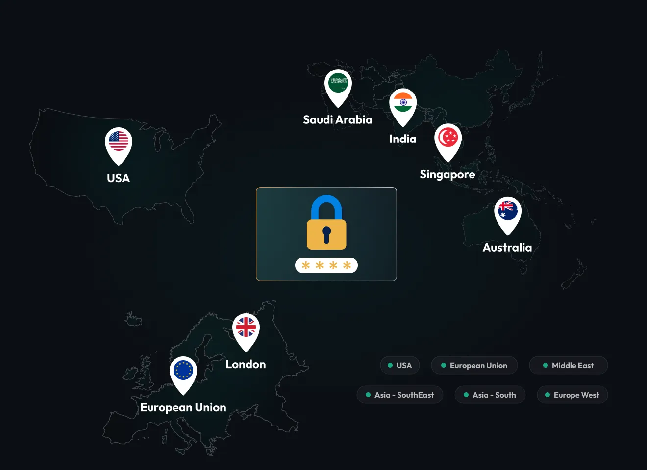CustomerLabs global data routing — EU Frankfurt, US Virginia, APAC Singapore regions