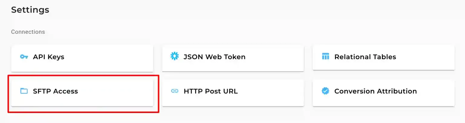 SFTP credentials entered in Maropost Advanced Settings in CustomerLabs