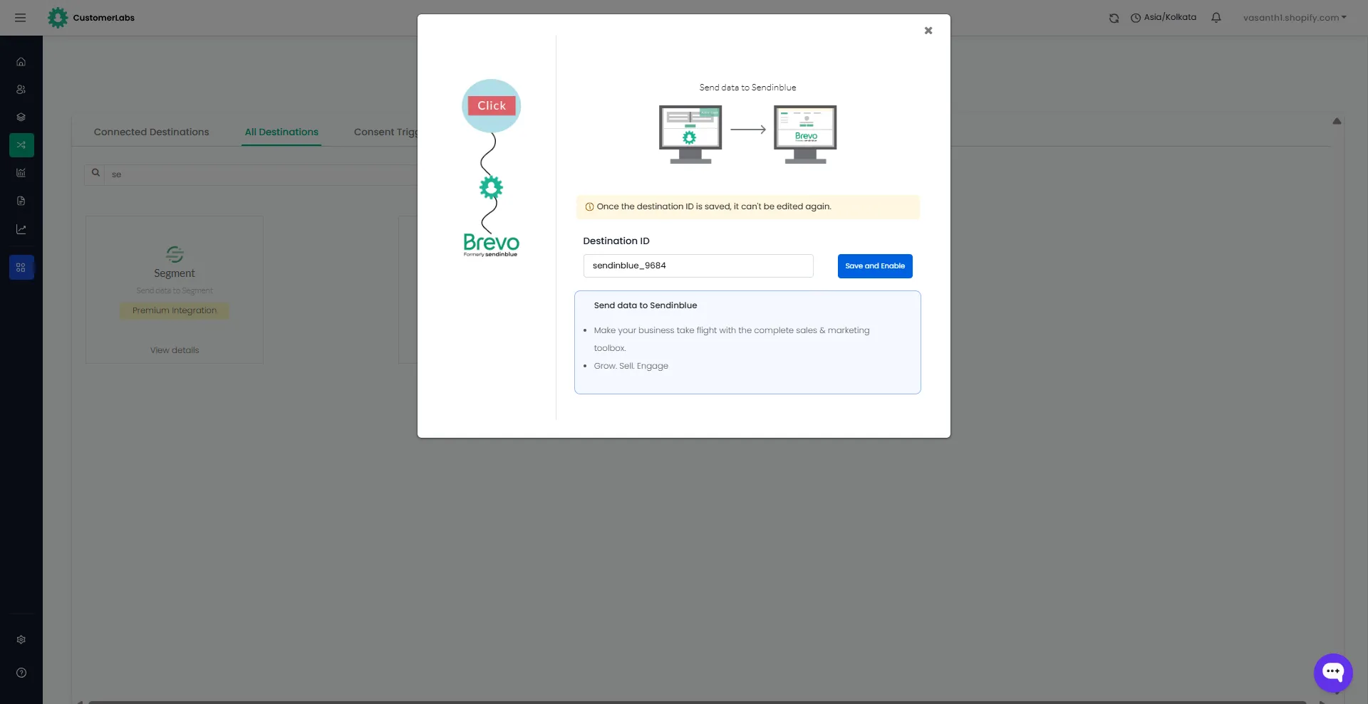 Enable Sendinblue in CustomerLabs