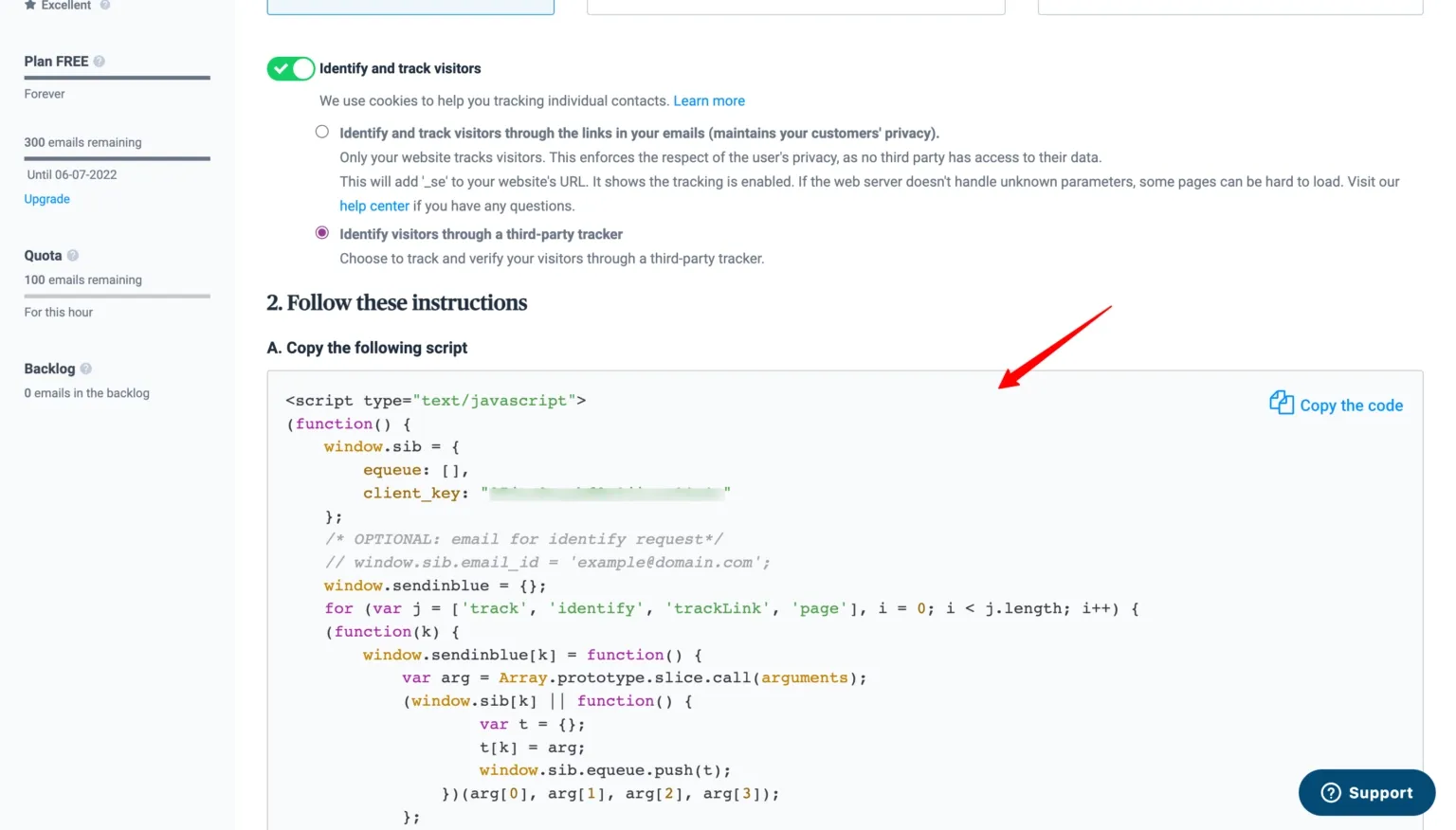 Enable Sendinblue in CustomerLabs