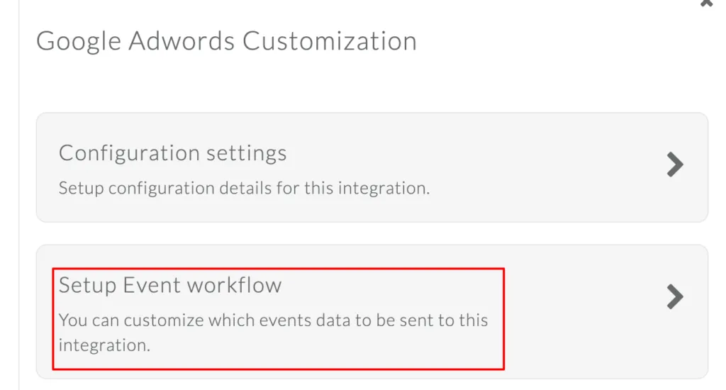 Setup event workflow
