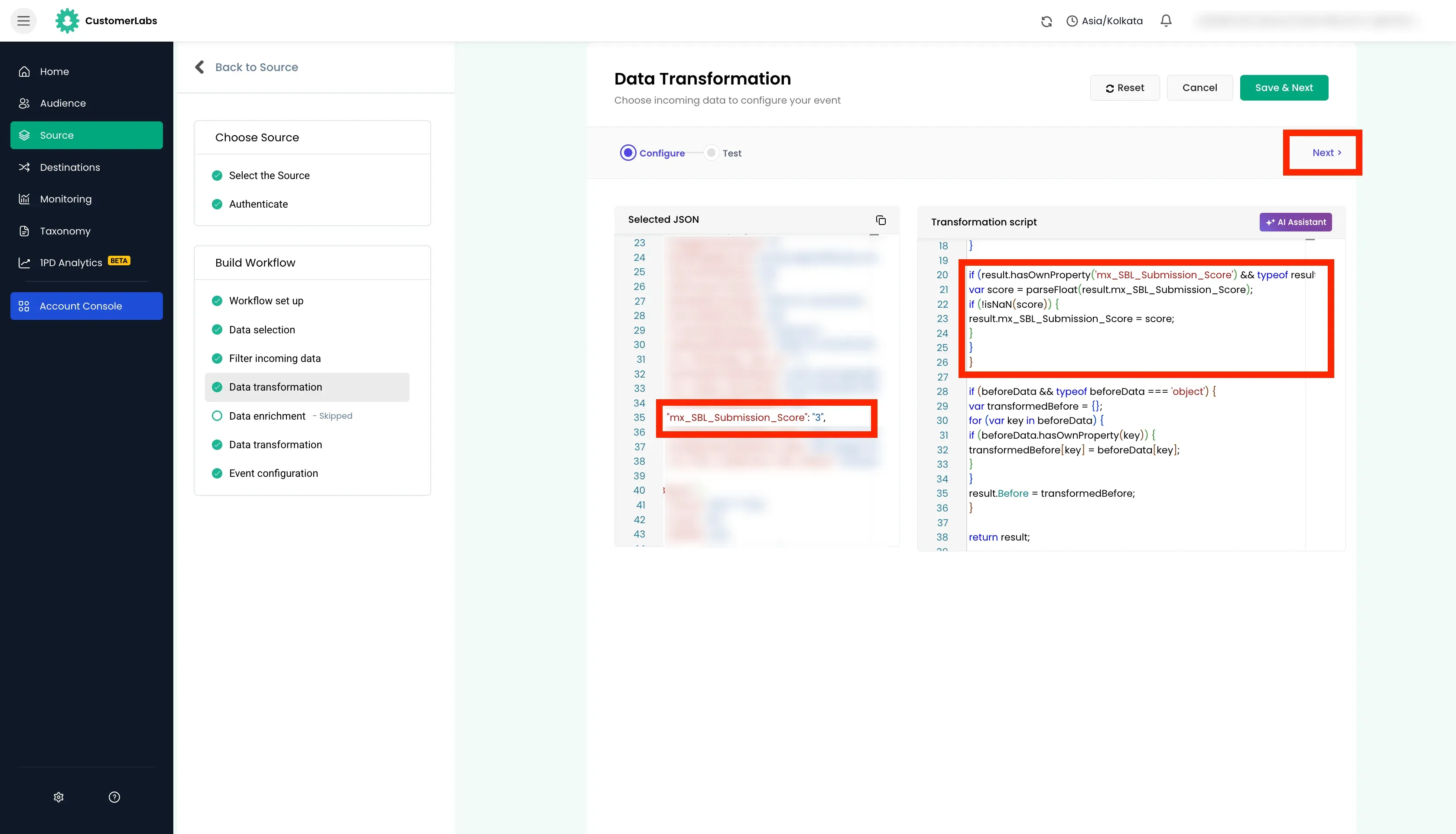 configuring workflow in Customerlabs 1PD Ops