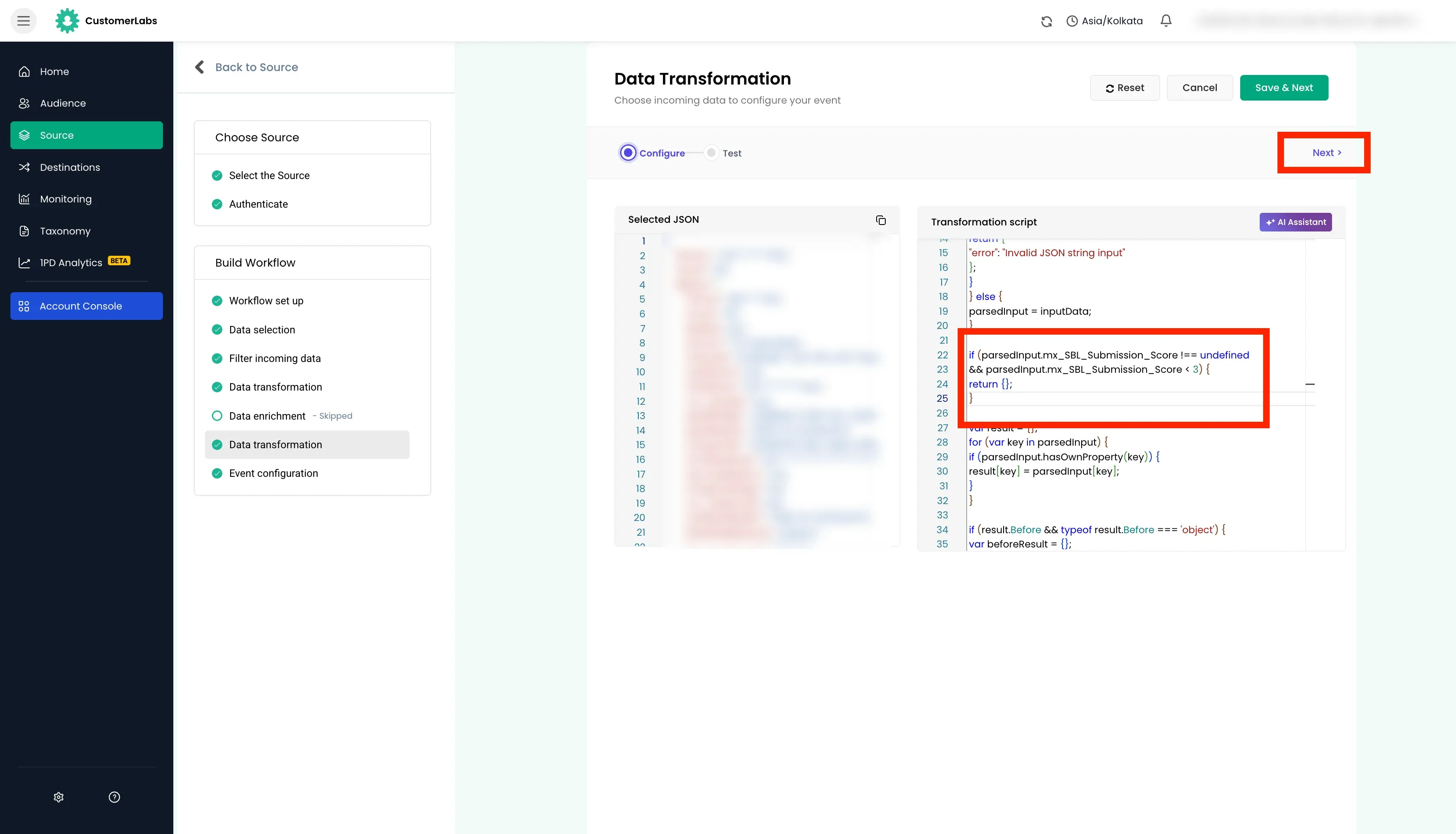 configuring workflow in Customerlabs 1PD Ops
