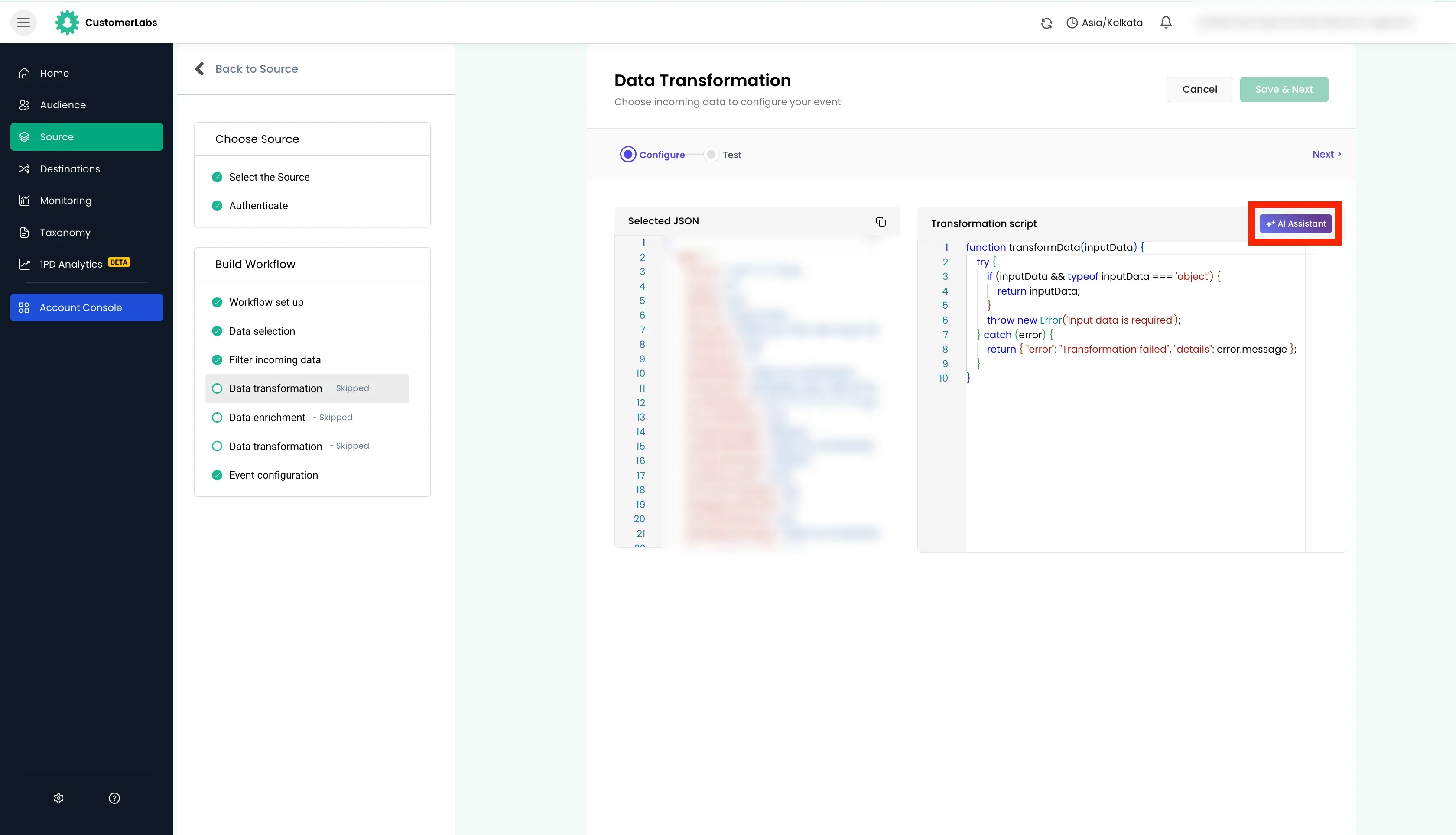 configuring workflow in Customerlabs 1PD Ops